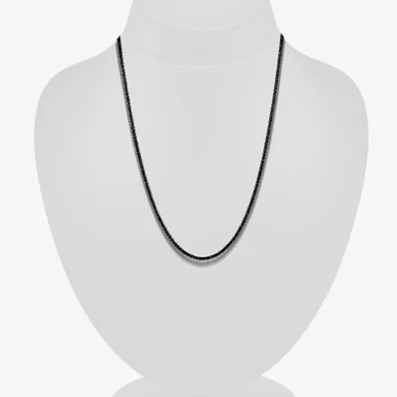 Mens Black Diamond 10K White Gold 24 Inch Tennis Necklace