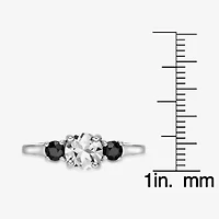Womens Genuine White Topaz Sterling Silver 3-Stone Cocktail Ring