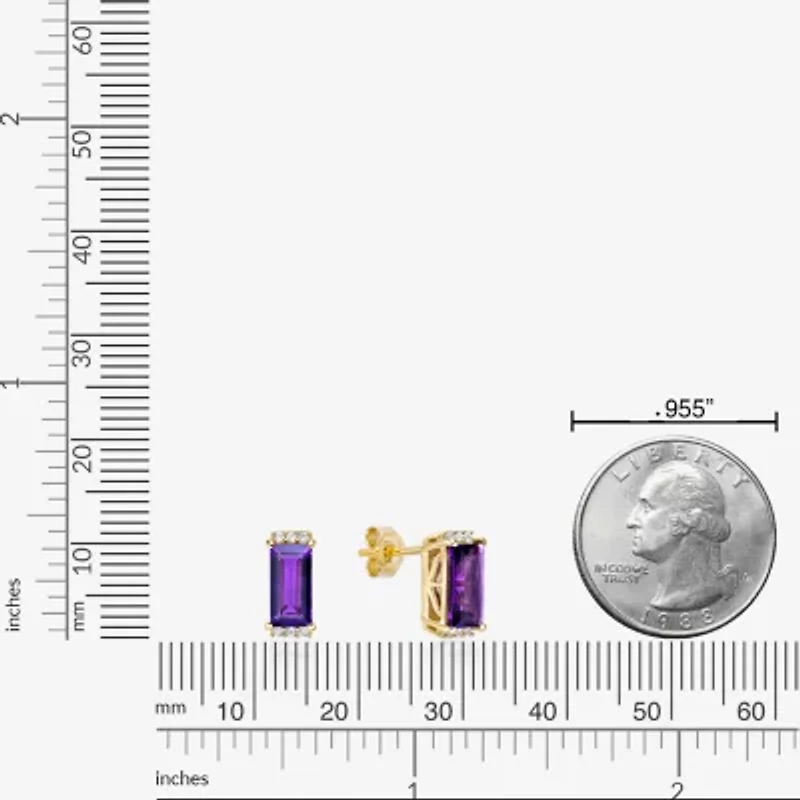 Genuine Semi Precious Stone Gold Over Silver 10mm Stud Earrings