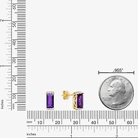 Genuine Semi Precious Stone Gold Over Silver 10mm Stud Earrings