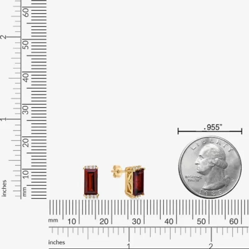 Genuine Semi Precious Stone Gold Over Silver 10mm Stud Earrings