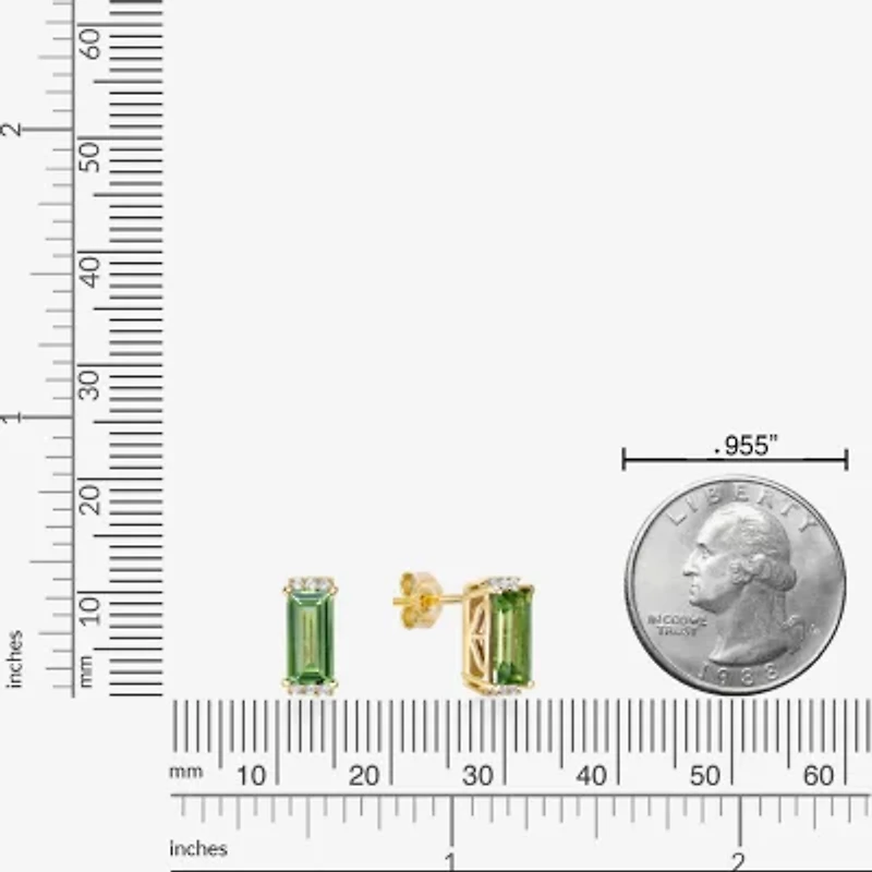 Genuine Semi Precious Stone Gold Over Silver 10mm Stud Earrings