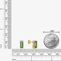 Genuine Semi Precious Stone Gold Over Silver 10mm Stud Earrings