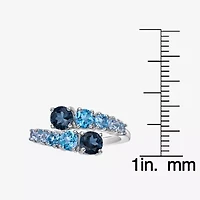 Womens Genuine Semi Precious Stone Sterling Silver Bypass Cocktail Ring