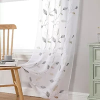 Regal Home Cedar Embroidered Grommet Top Sheer Set of 2 Curtain Panel