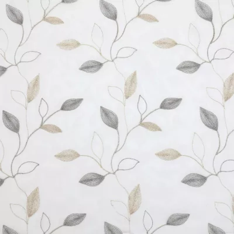 Regal Home Cedar Embroidered Grommet Top Sheer Set of 2 Curtain Panel