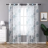 Regal Home Santana Printed Grommet Top Sheer Set of 2 Curtain Panel