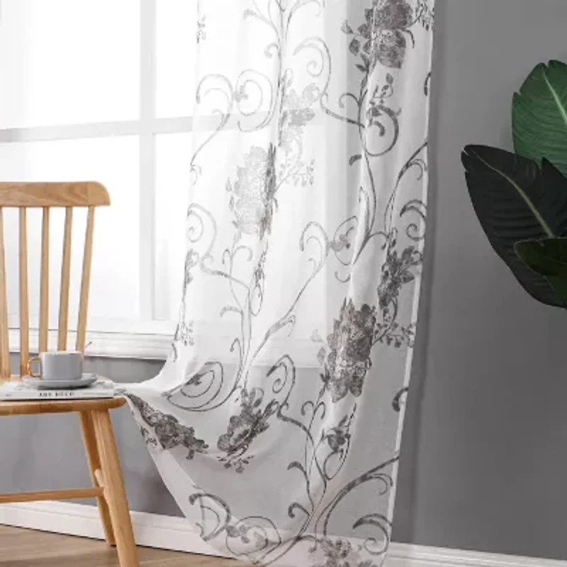 Regal Home Santana Printed Grommet Top Sheer Set of 2 Curtain Panel