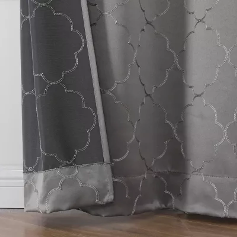 Regal Home Liberty Embroidered Grommet Top Energy Saving Blackout Set of 2 Curtain Panel