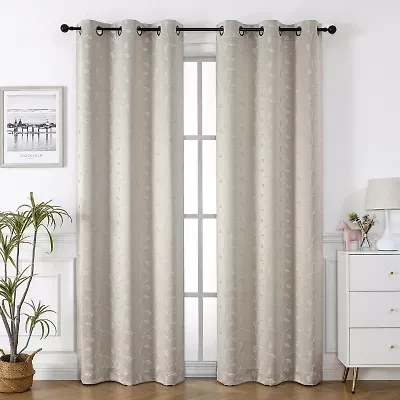 Regal Home Trenton Embroidered Grommet Top Energy Saving Blackout Set of 2 Curtain Panel