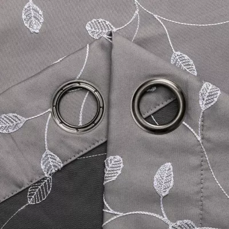 Regal Home Trenton Embroidered Grommet Top Energy Saving Blackout Set of 2 Curtain Panel