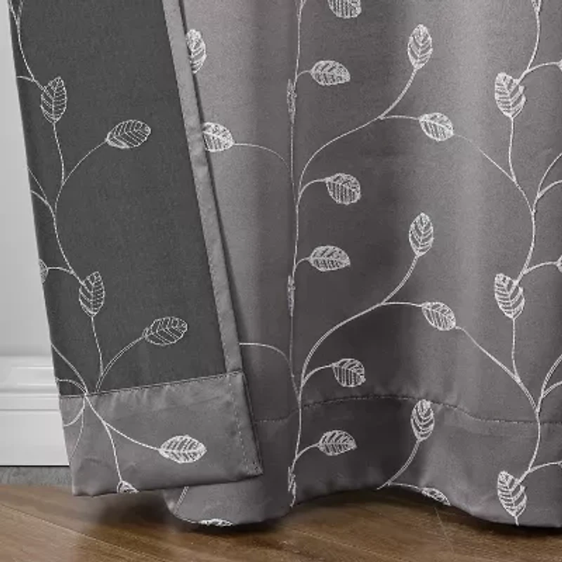 Regal Home Trenton Embroidered Grommet Top Energy Saving Blackout Set of 2 Curtain Panel