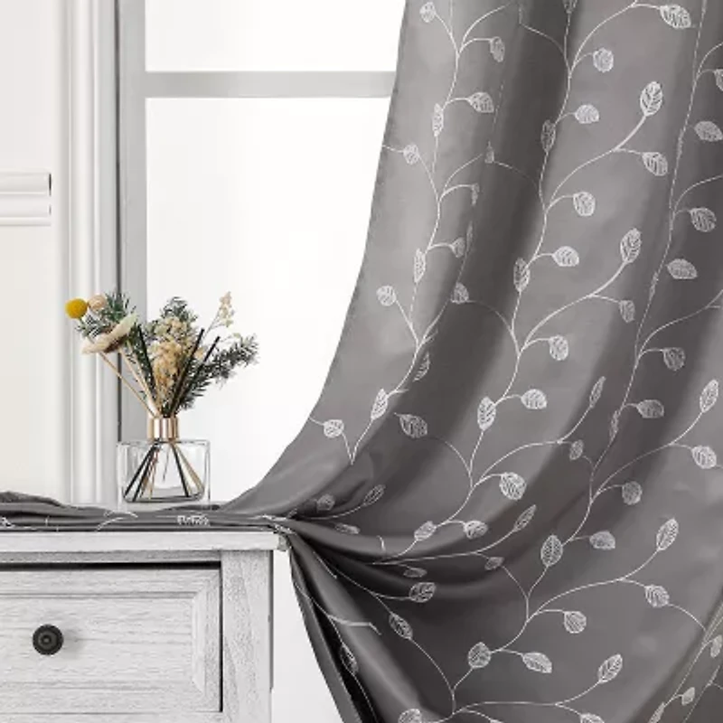 Regal Home Trenton Embroidered Grommet Top Energy Saving Blackout Set of 2 Curtain Panel