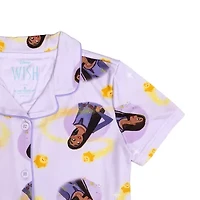 Disney Collection Little & Big Kid Girls Wish V-Neck Short Sleeve 2-pc. Pajama Sets