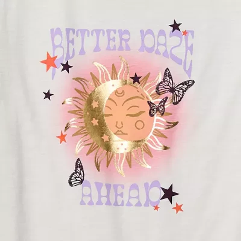 Thereabouts Oversized Little & Big Kid Girls Round Neck Short Sleeve Graphic T-Shirt