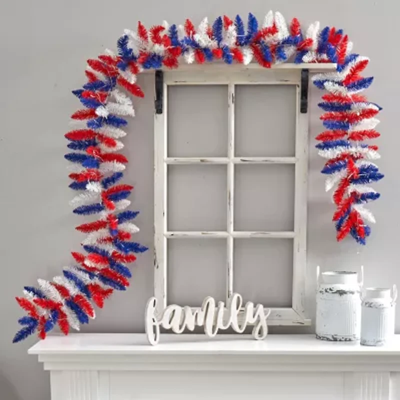 Nearly Natural American Flag Themed Christmas Indoor Garland