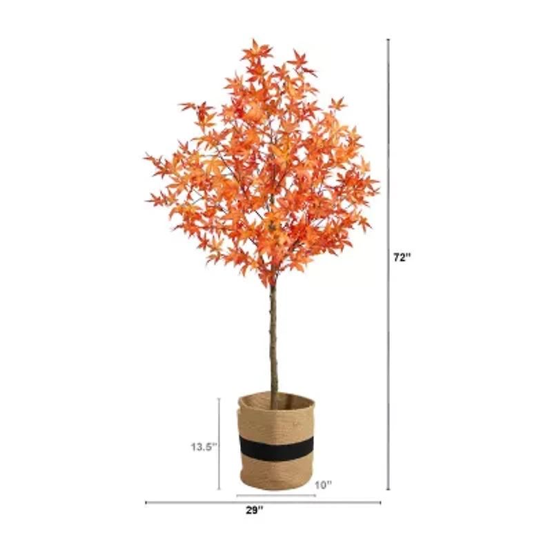 Nearly Natural 6ft Orange Maple Indoor Artificial Tree