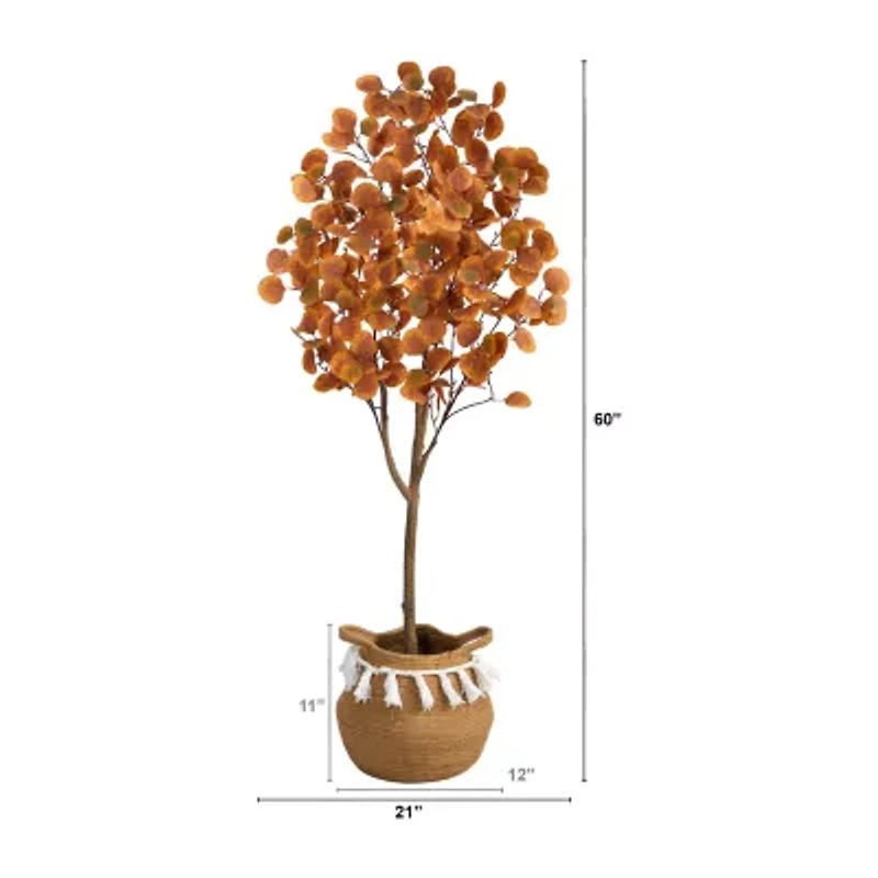 Nearly Natural 5ft Eucalyptus Orange Indoor Artificial Tree