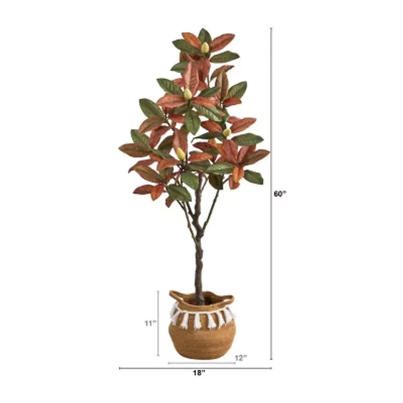 Nearly Natural 5ft Magnolia Brown Artificial Tree