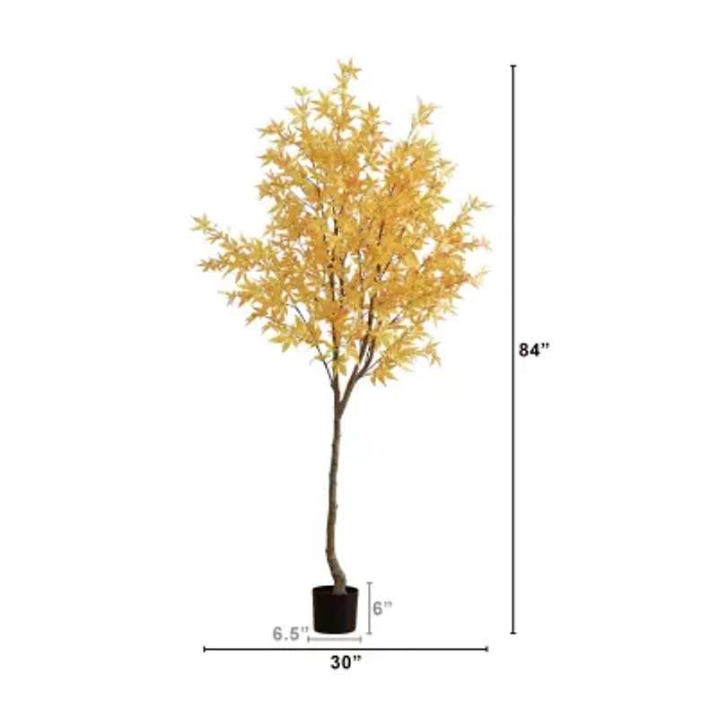 Nearly Natural 7ft Yellow Autumn Maple Artificial Tree