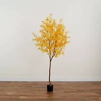 Nearly Natural 7ft Yellow Autumn Maple Artificial Tree
