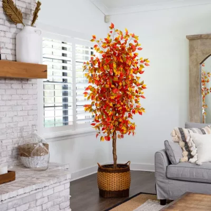 Nearly Natural 7ft Autumn Ficus Indoor Artificial Tree