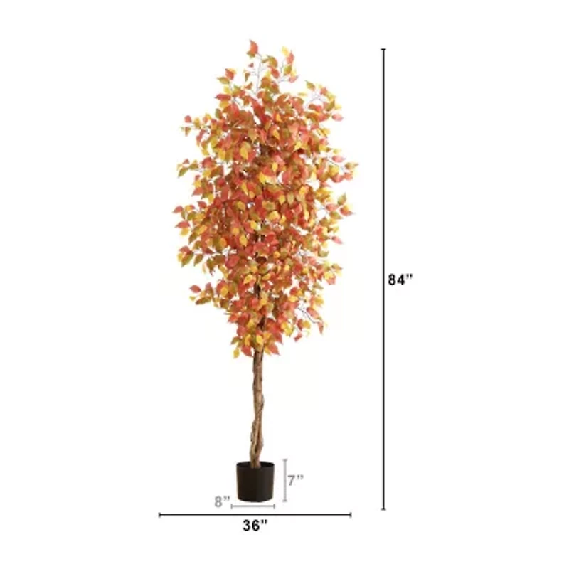 Nearly Natural 7ft Autumn Ficus Artificial Tree