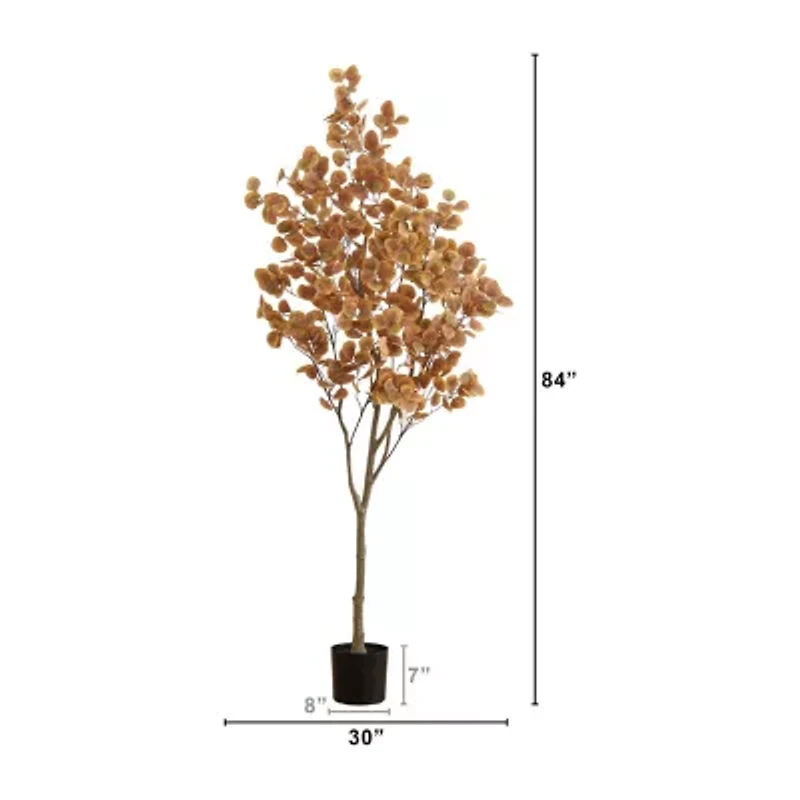 Nearly Natural 7ft Eucalyptus Orange Artificial Tree