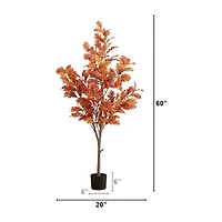 Nearly Natural 5ft Autumn Oak Artificial Tree