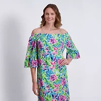 Stella Parker Womens 3/4 Sleeve Floral Blouson Dress