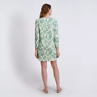 Stella Parker Womens Long Sleeve Striped Shift Dress