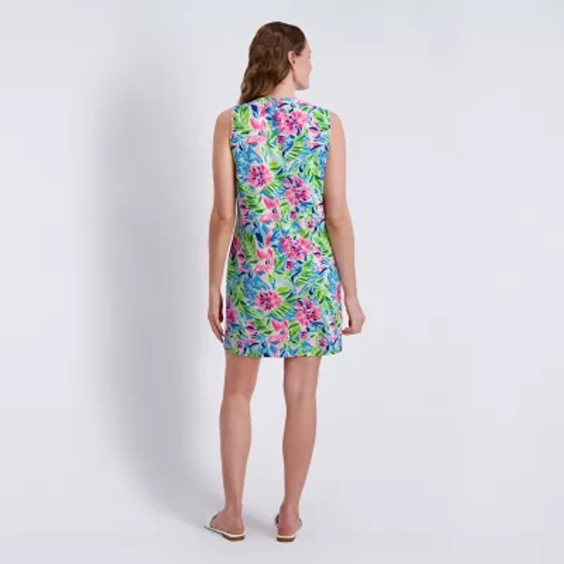 Stella Parker Womens Sleeveless Floral Shift Dress