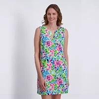 Stella Parker Womens Sleeveless Floral Shift Dress