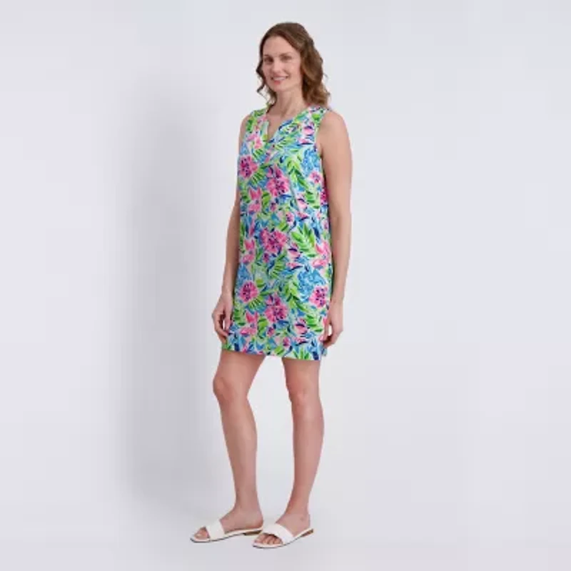 Stella Parker Womens Sleeveless Floral Shift Dress