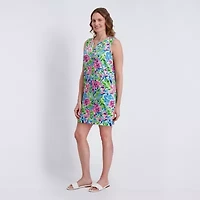 Stella Parker Womens Sleeveless Floral Shift Dress
