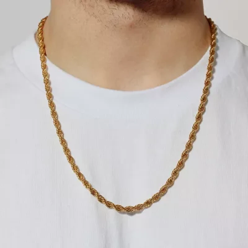 Men's Yellow Stainless Steel Solid Rope Chain Necklace