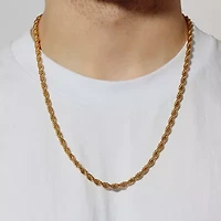 Men's Yellow Stainless Steel Solid Rope Chain Necklace