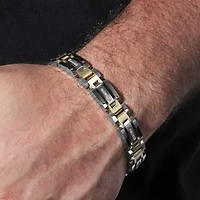 Stainless Steel 1/7 CT. T.W. Natural White Diamond 8 1/2 Inch Solid Link Chain Bracelet
