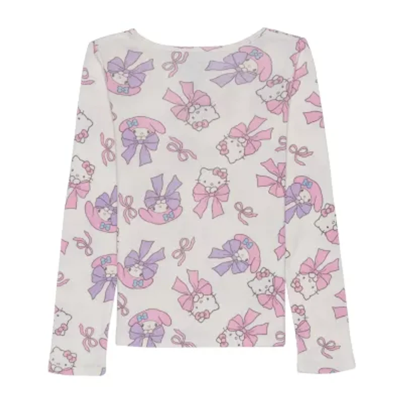 Little & Big Kid Girls Crew Neck Long Sleeve Hello Kitty T-Shirt