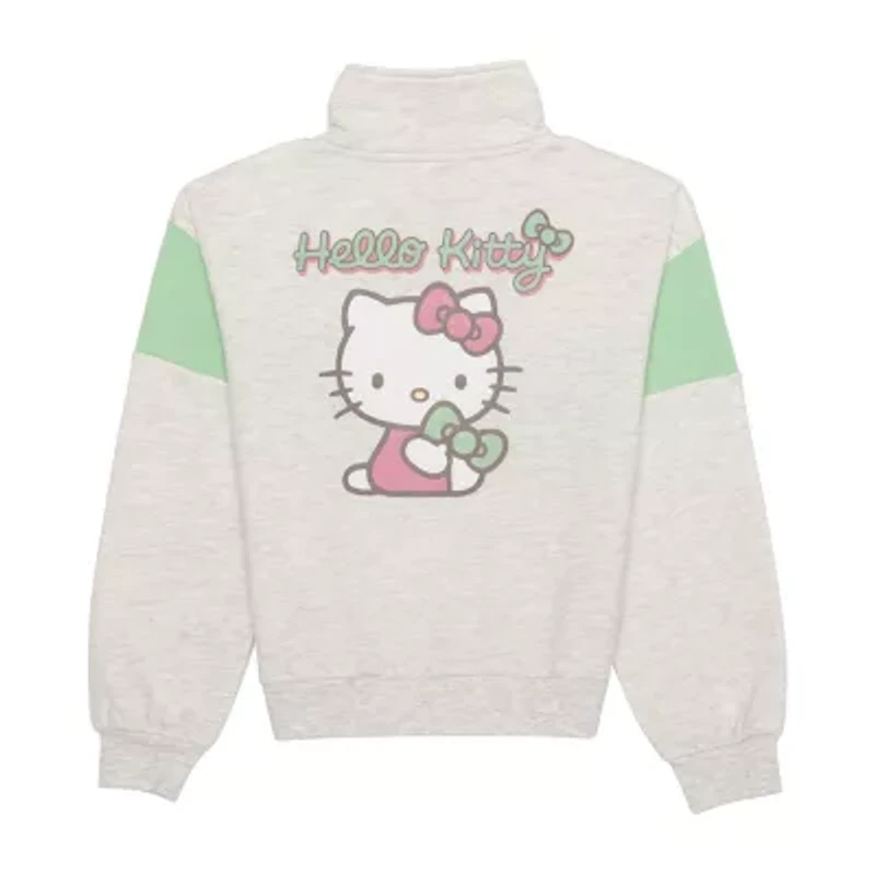 Little & Big Kid Girls Mock Neck Long Sleeve Hello Kitty Fleece Quarter-Zip Pullover Sweater