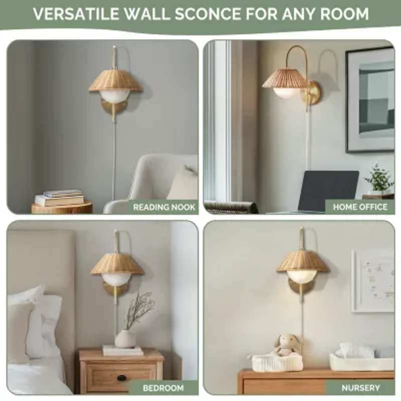 INK+IVY Laguna Rattan Weave Wall Sconce