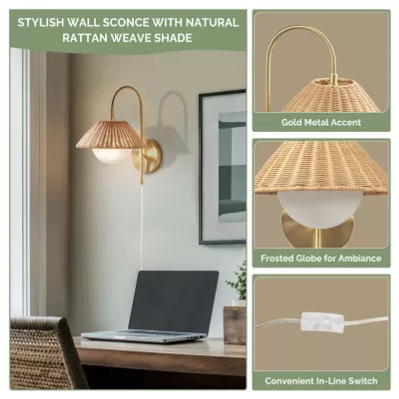 INK+IVY Laguna Rattan Weave Wall Sconce