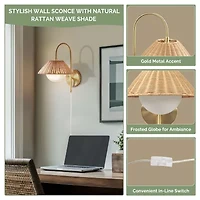 INK+IVY Laguna Rattan Weave Wall Sconce