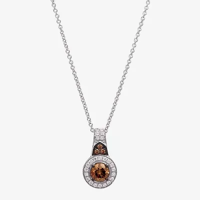 Le Vian Grand Sample Sale Le Vian Grand Sample Sale Womens 5/8 CT. T.W. Natural Champagne Diamond 14K White Gold Round 18 Inch Pendant Necklace