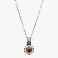 Le Vian Grand Sample Sale Le Vian Grand Sample Sale Womens 5/8 CT. T.W. Natural Champagne Diamond 14K White Gold Round 18 Inch Pendant Necklace
