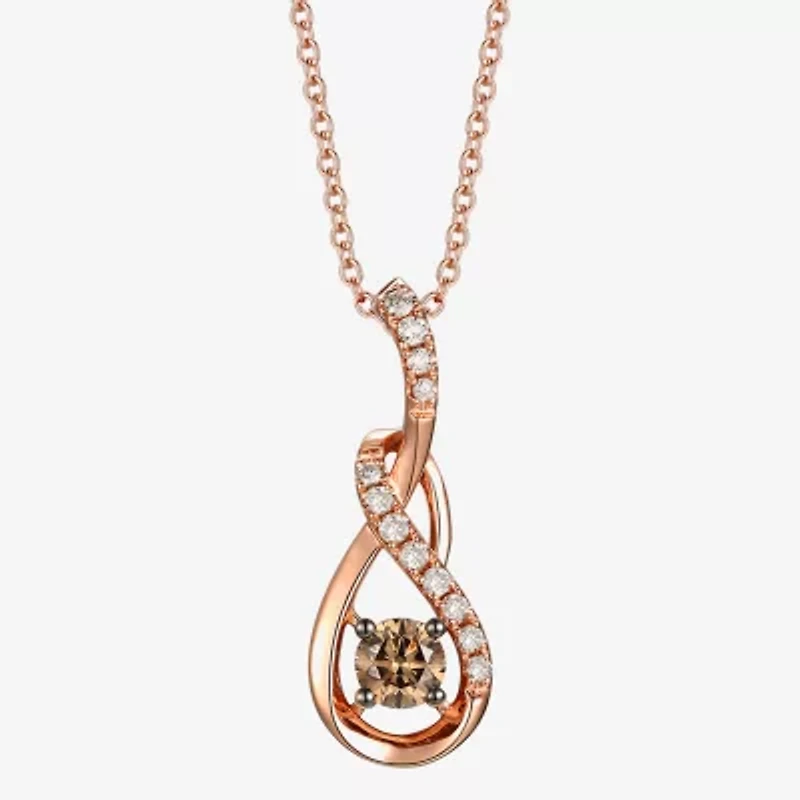 Le Vian Grand Sample Sale Le Vian Grand Sample Sale Womens 1/2 CT. T.W. Natural Champagne Diamond 14K Rose Gold 18 Inch Pendant Necklace