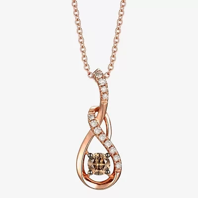 Le Vian Grand Sample Sale Le Vian Grand Sample Sale Womens 1/2 CT. T.W. Natural Champagne Diamond 14K Rose Gold 18 Inch Pendant Necklace