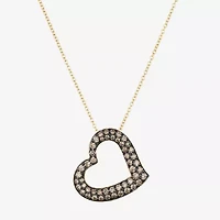 Le Vian Grand Sample Sale Le Vian Grand Sample Sale Womens 3/4 CT. T.W. Natural Champagne Diamond 14K Gold Heart 18 Inch Pendant Necklace