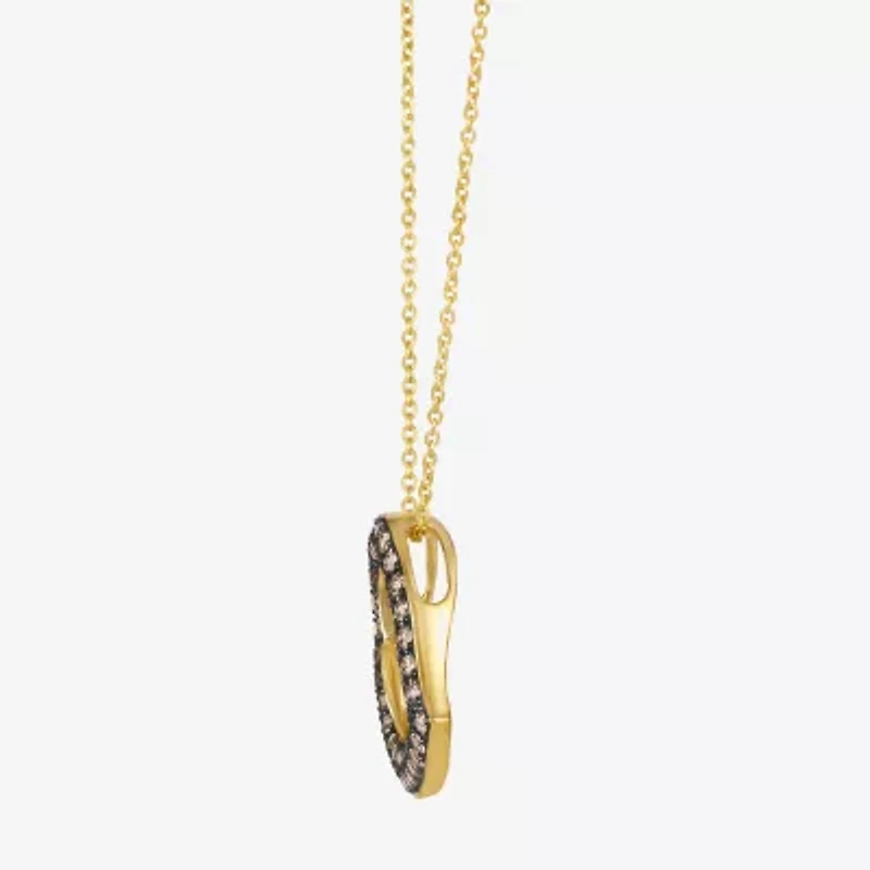 Le Vian Grand Sample Sale Le Vian Grand Sample Sale Womens 3/4 CT. T.W. Natural Champagne Diamond 14K Gold Heart 18 Inch Pendant Necklace