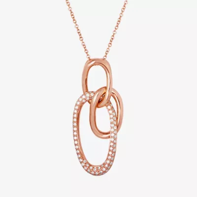 Le Vian Grand Sample Sale Le Vian Grand Sample Sale Womens 3/8 CT. T.W. Natural White Diamond 14K Rose Gold Circle 18 Inch Pendant Necklace